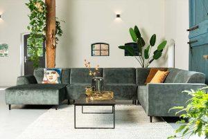 JaxxChoice groene hoekbanken bank rikki velvet