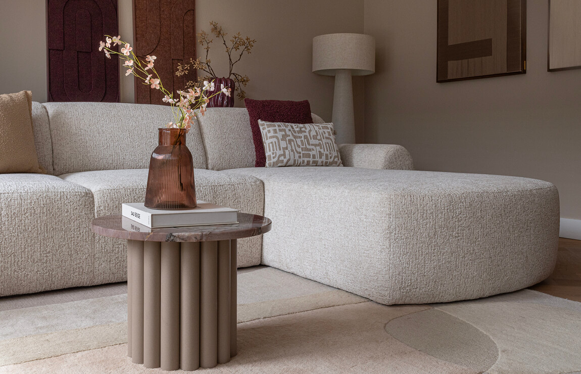 Ronde marmeren salontafel James beige met Canta Cruz blad