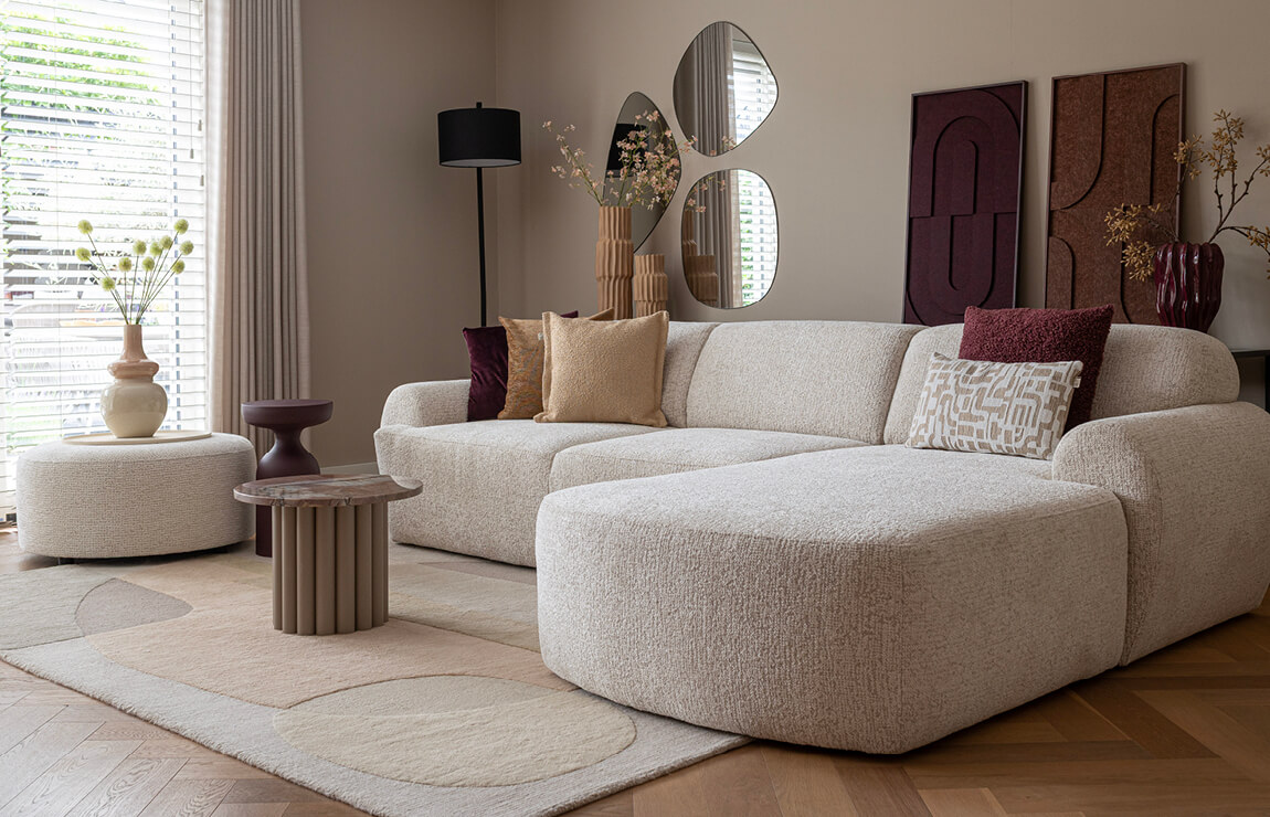 Ronde marmeren salontafel James beige met Canta Cruz blad