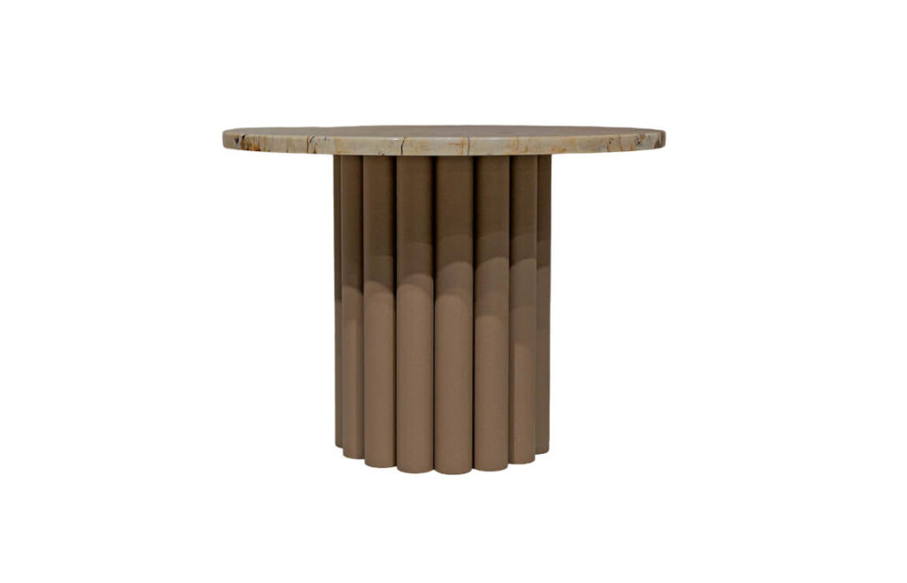 Ronde marmeren salontafel James beige met Patagonia blad