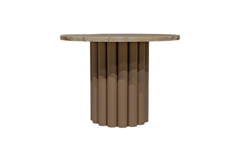 Ronde marmeren salontafel James beige met Patagonia blad