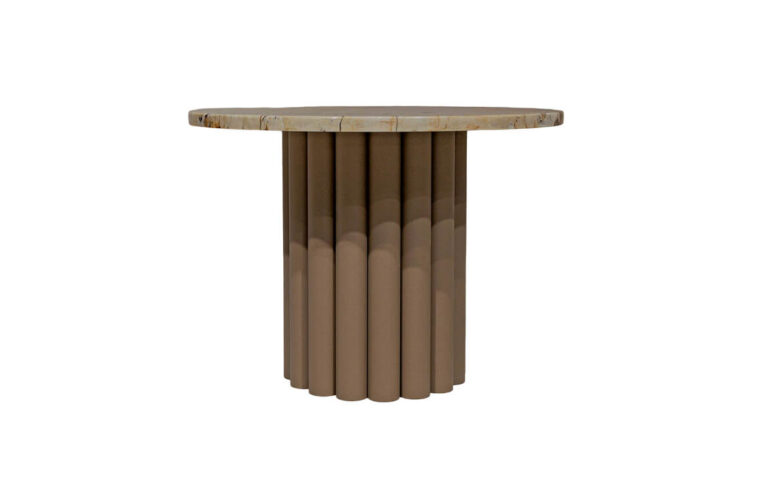 Ronde marmeren salontafel James beige met Patagonia blad