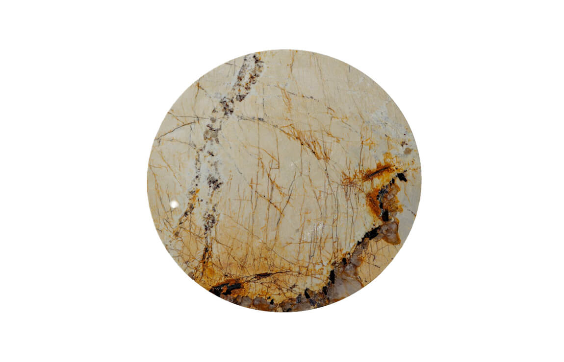 Ronde marmeren salontafel James beige met Patagonia blad